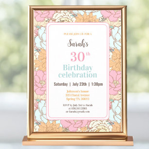 Invitation Aquarelle Pastel Floral Pink 30e anniversaire