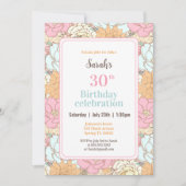 Invitation Aquarelle Pastel Floral Pink 30e anniversaire (Devant)