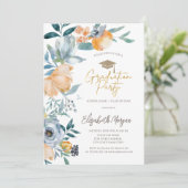 Invitation Aquarelle Pastel Flowers Graduation Party (Debout devant)
