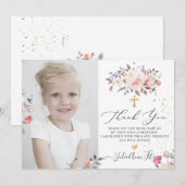 Invitation Aquarelle Pastel Merci de communion Rose (Devant / Derrière)