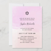 Invitation Aquarelle Pastel rose et violet | Bat mitzvah (Devant)