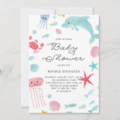 Invitation Aquarelle Pastel sous le Baby shower marin (Devant)