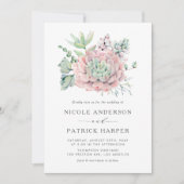 Invitation Aquarelle Pastel Succulents Mariage (Devant)