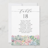 Invitation Aquarelle Pastel Succulents Mariage Plan table (Devant)