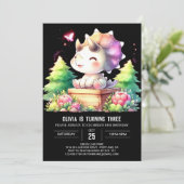 Invitation Aquarelle Pastel Triceratops Anniversaire (Debout devant)
