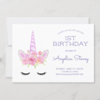 Aquarelle Pastel Unicorn et Rainbow Birthday