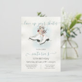 Invitation Aquarelle Patinage sur glace blanc Patinage sur ne (Debout devant)