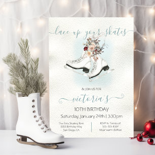 Invitation Aquarelle Patinage sur glace blanc Patinage sur ne