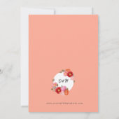 Invitation Aquarelle Pavot sur Rose Saumon (Dos)