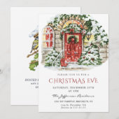 Invitation Aquarelle Pays Maison de vacances Fête de Noël I (Devant / Derrière)