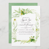 Invitation Aquarelle Pays Verdure rustique Sip and See (Devant / Derrière)