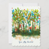 Invitation Aquarelle Paysage Abstrait Forêt d'arbres (Devant)