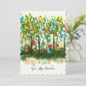 Invitation Aquarelle Paysage Abstrait Forêt d'arbres (Debout devant)