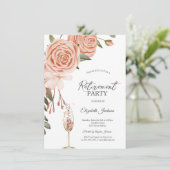 Invitation Aquarelle Peach Blush Flower Champagne Retirement (Debout devant)