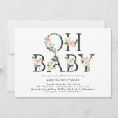 Invitation Aquarelle Peach Flowers Oh Bébé ! Baby shower (Devant)