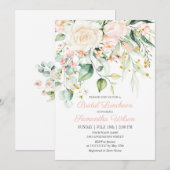 Invitation Aquarelle Peach Rose Blush Flower Fête des mariées (Devant / Derrière)
