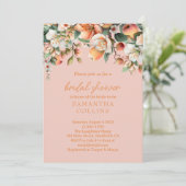Invitation Aquarelle Peach rose Fête des mariées florale (Debout devant)