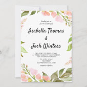 Invitation Aquarelle Peach rose Floral Russe Boho Mariage (Devant)