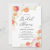 Invitation Aquarelle Peaches et Fleurs Fête des mariées (Devant)