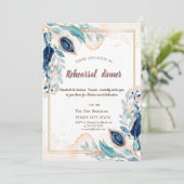 Invitation Aquarelle Peacock Dîner de répétition florale (Debout devant)