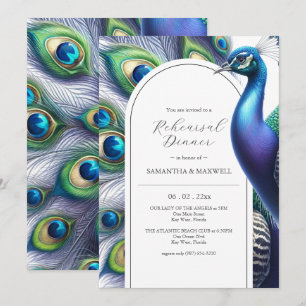 Invitation Aquarelle Peacock Dîner de répétition Mariage