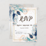 Invitation Aquarelle Peacock Feather Floral RSVP<br><div class="desc">Mariage floral à l'aquarelle chic RSVP.</div>