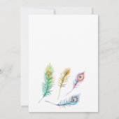 Invitation Aquarelle Peacock Feathers Mariage (Dos)