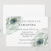 Invitation Aquarelle Peacock Feathes baby shower (Devant / Derrière)