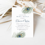 Invitation Aquarelle Peacock Fête des mariées<br><div class="desc">Les magnifiques invitations à la douche nuptiale comprennent une seule plume paon dans des aquarelles douces, avec les détails de votre événement dans un mélange de bloc et de lettres de script. Un choix élégant pour les mariées modernes, ce design est léger et raffiné sans être étouffant et intègre une...</div>