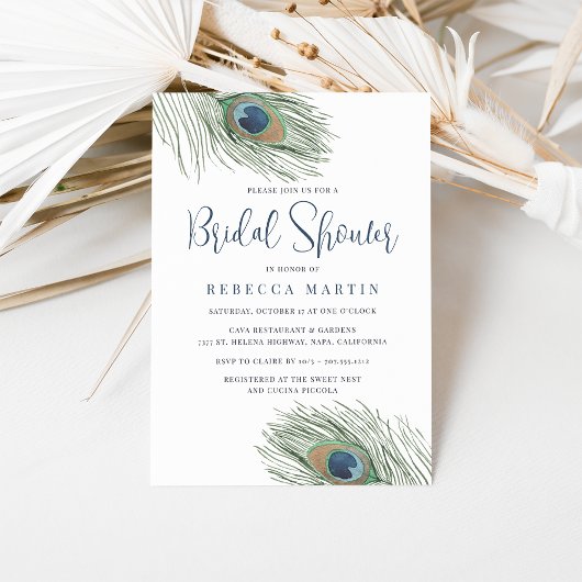 Invitation Aquarelle Peacock Fête des mariées