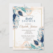 Invitation Aquarelle Peacock Fête des mariées florale (Devant)