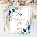 Invitation Aquarelle Peacock Fête des mariées florale<br><div class="desc">Chic faire-part de mariage floral aquarelle.</div>