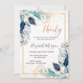 Invitation Aquarelle Peacock Floral 30e anniversaire (Devant)