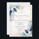 Invitation Aquarelle Peacock Floral Fiançailles bleu foncé<br><div class="desc">Chic faire-part de mariage floral aquarelle.</div>