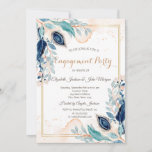 Invitation Aquarelle Peacock Floral Fiançailles bleu foncé<br><div class="desc">Chic faire-part de mariage floral aquarelle.</div>