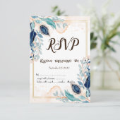 Invitation Aquarelle Peacock Floral RSVP (Debout devant)