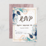 Invitation Aquarelle Peacock Floral RSVP<br><div class="desc">Mariage floral à l'aquarelle chic RSVP.</div>