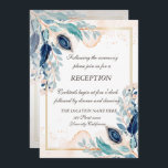 Invitation Aquarelle Peacock Plumes Réception Florale<br><div class="desc">Réception de mariage florale.</div>