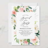 Invitation Aquarelle Pêche Florales Baby shower Brunch (Devant)