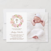 Invitation Aquarelle Peine rose Aquarelle Baptême photo (Devant)