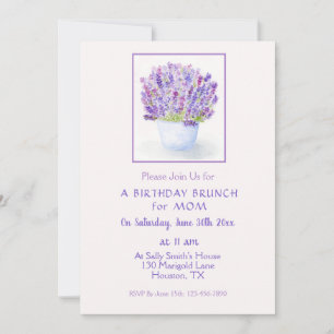 Invitation Aquarelle peinte à la main Lavande Florale Anniver