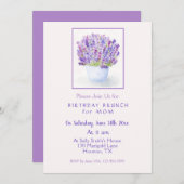 Invitation Aquarelle peinte à la main Lavande Florale Anniver (Devant / Derrière)