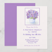 Invitation Aquarelle peinte à la main Lavande Florale Anniver (Devant / Derrière)