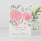 Invitation Aquarelle peinte à la main nuptiale ou baby shower (Debout devant)