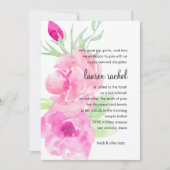 Invitation Aquarelle Peinte bat mitzvah Roses roses roses (Devant)