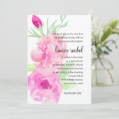 Invitation Aquarelle Peinte bat mitzvah Roses roses roses (Debout devant)