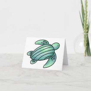 Invitation aquarelle peinte caricature de tortue de mer bleu
