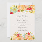 Invitation Aquarelle peinte Floral Photo Qr code Mariage (Devant)