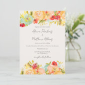 Invitation Aquarelle peinte Floral Photo Qr code Mariage (Debout devant)