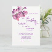 Invitation Aquarelle peinte violet orchidées florales Mariage (Debout devant)